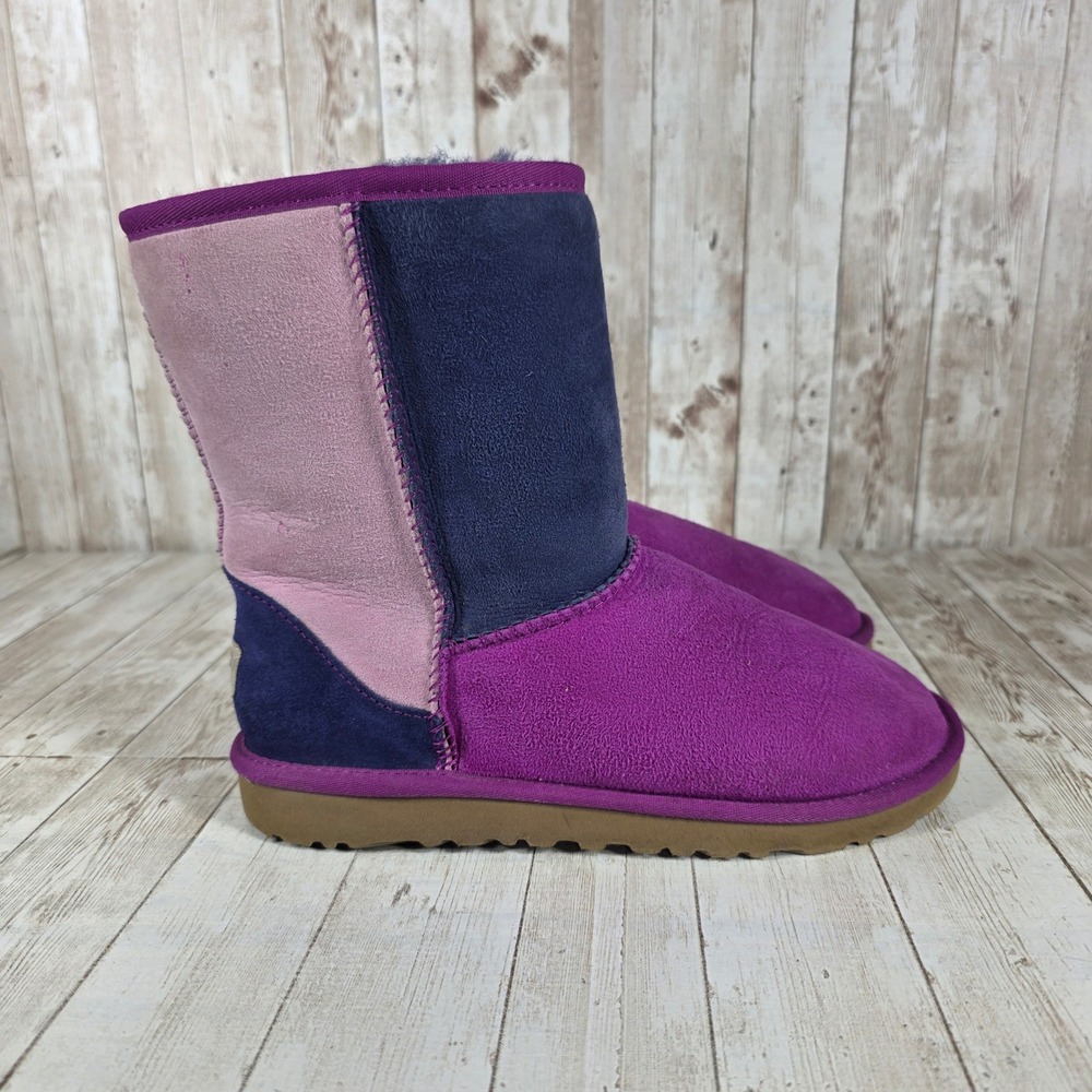 UGG Australia‎ Kids Classic Colorblock Boots Purple Pink Blue Size 6